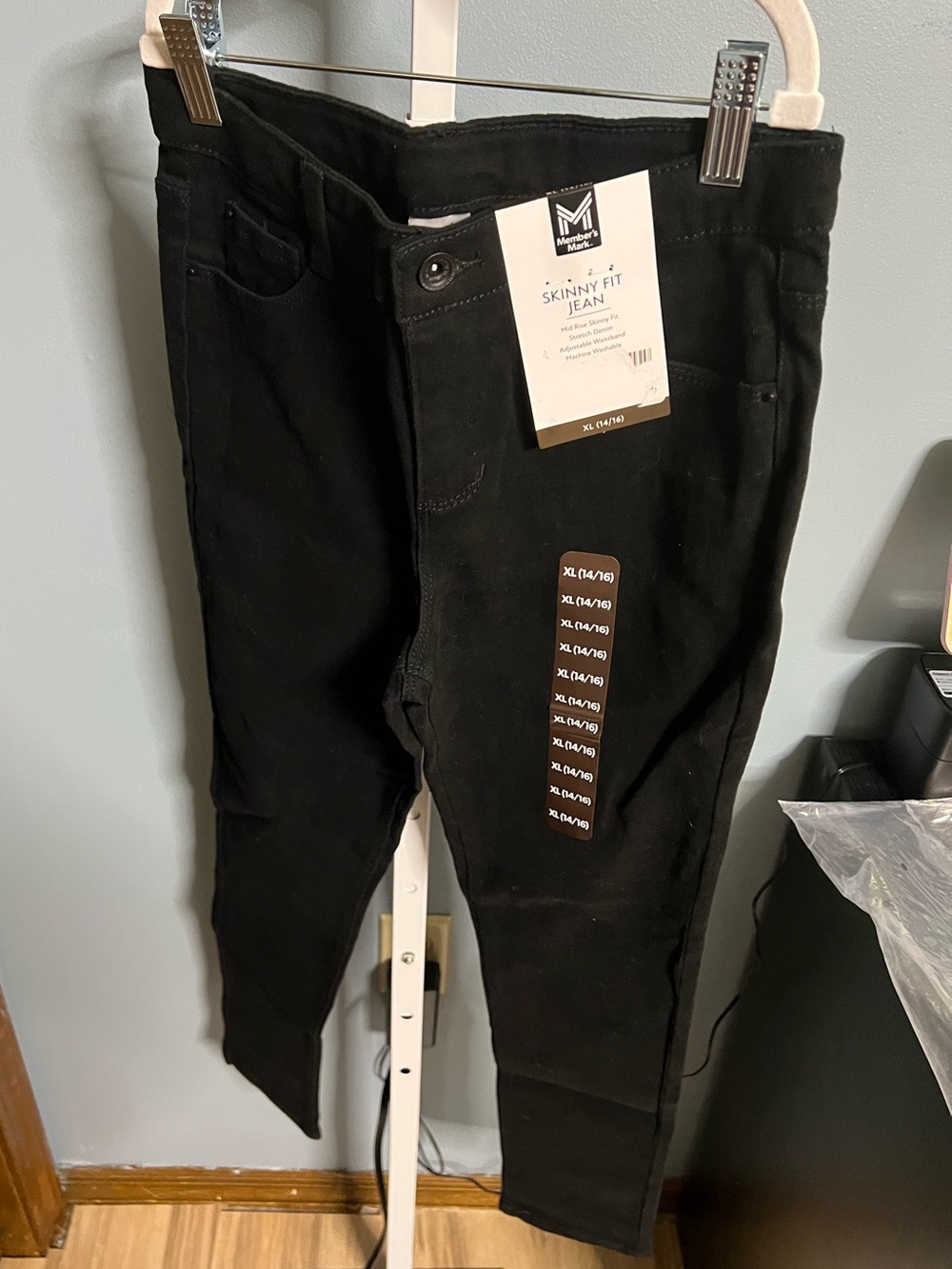 Members Mark Girls Black Skinny Fit Jeans  XL 14/16